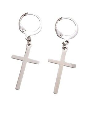 Cross Hoop Dangle Earrings